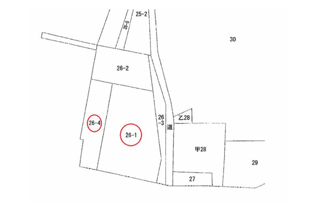 常滑市小鈴谷字赤松　売り土地の区画図