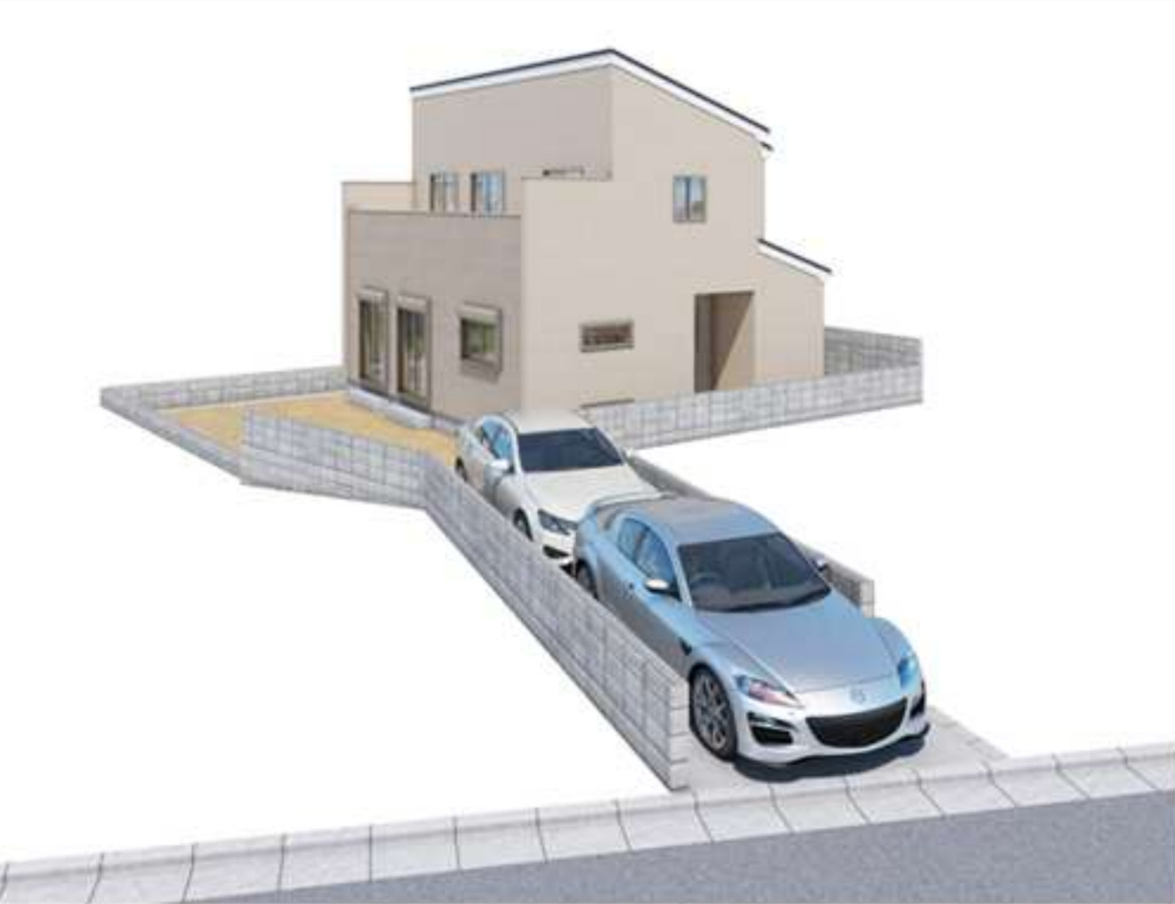 横浜市南区中里４丁目 新築戸建て【仲介手数料無料】カースペース2台の外観パース