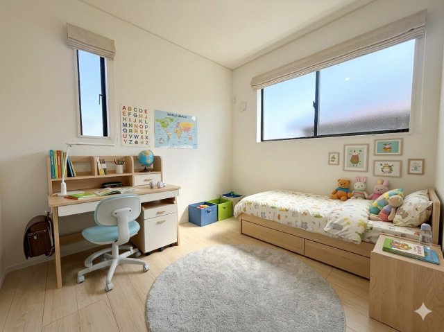 三郷市戸ケ崎5丁目　新築戸建　全1棟の子供部屋|現況の物件写真にCGによる画像処理を行っています。家具、家電、小物、カーテン等はイメージはCGです。