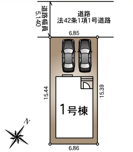三郷市戸ケ崎5丁目　新築戸建　全1棟の区画図|◆家族の車＋来客用にも便利な並列2台駐車◆