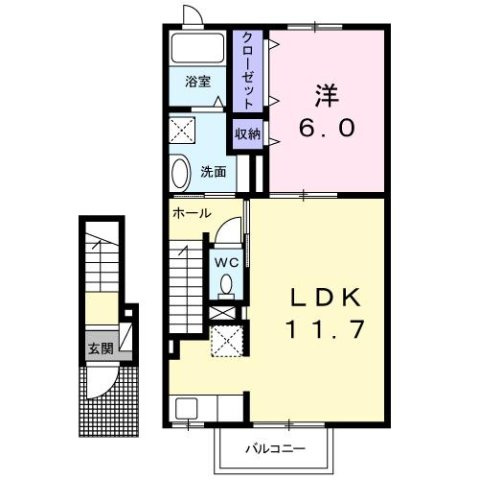 プリムヴェールＫの間取り