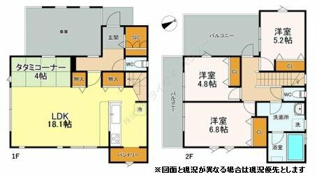 横浜市神奈川区西寺尾２丁目の一戸建ての間取り