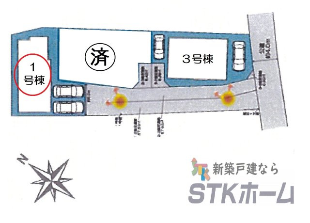 仲介手数料無料　鴻巣市本町7丁目7-39　新築戸建　全3棟の区画図