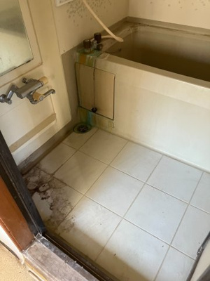 【浴室】 | 店舗・住宅の独立玄関仕様　5DKの間取り～千葉県野田市次木～ | 浴槽、カラン、シャワーを備えた浴室