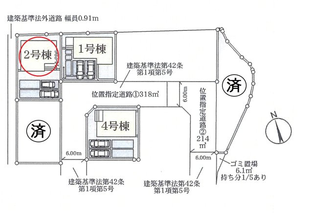 仲介手数料無料　鴻巣市松原１丁目17-40　新築戸建　全５棟の区画図