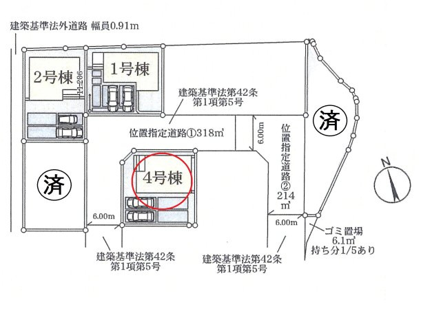 仲介手数料無料　鴻巣市松原１丁目17-40　新築戸建　全５棟の区画図
