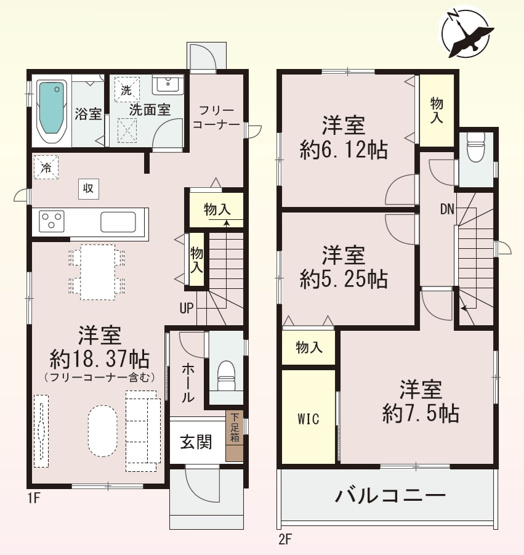 【間取り】 | 加古川市加古川町大野（全2棟）B号棟 | 3LDKです。