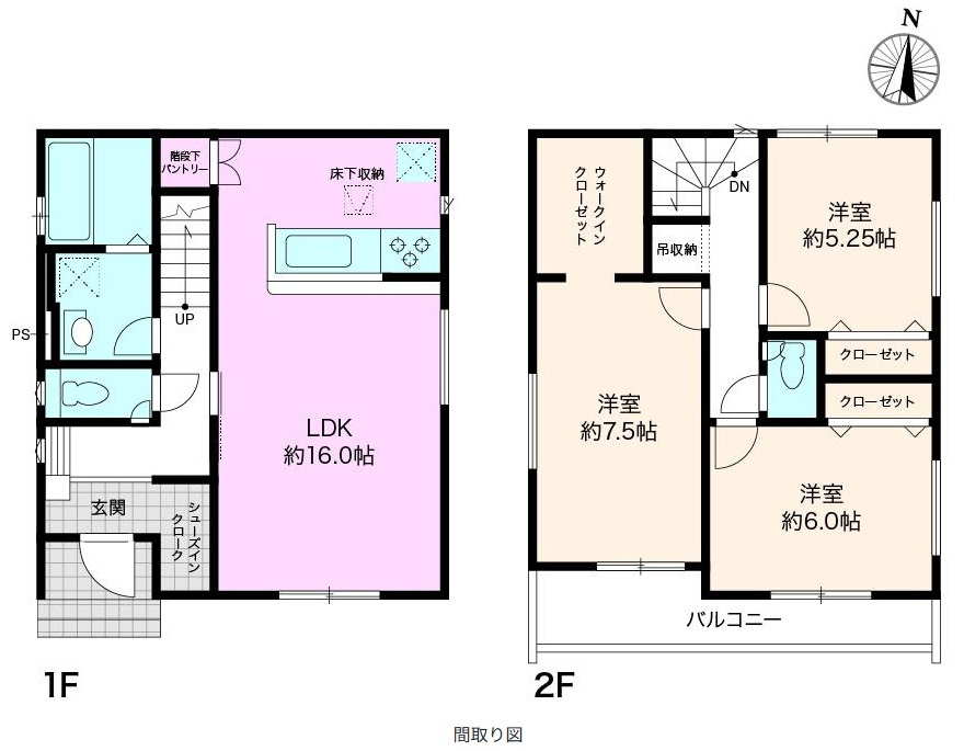 鴨部２丁目　新築戸建　1号棟（全2区画）の間取り|3LDK+WIC+SIC　建物面積　89.84㎡（約27.17坪）