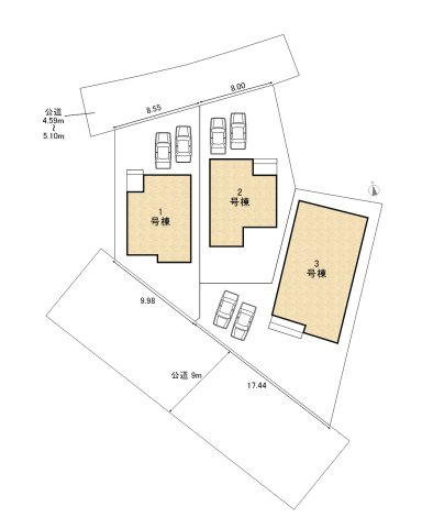 碧南第67棚尾本町　新築戸建＜3号棟＞の区画図|駐車場並列２台可能