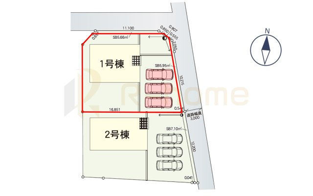 笠間市鯉淵第9　新築戸建て　1号棟の区画図|大きなお買い物だからこそ、メリット・デメリットを伝えさせて頂きます。
R-homeにお任せください♪