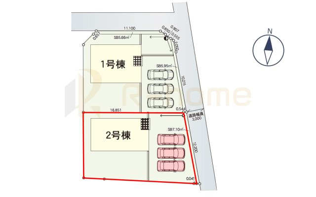 笠間市鯉淵第9　新築戸建て　2号棟の区画図|大きなお買い物だからこそ、メリット・デメリットを伝えさせて頂きます。
R-homeにお任せください♪