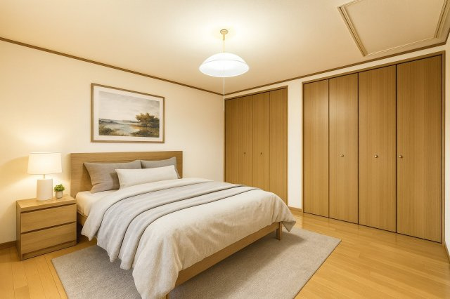 【ReDream】太秦西野町の洋室|8帖の洋室！ダブルベットをおいてもゆとりのある広さです！
※本画像は実際の写真にCG加工を加えたもので実際とは異なります。