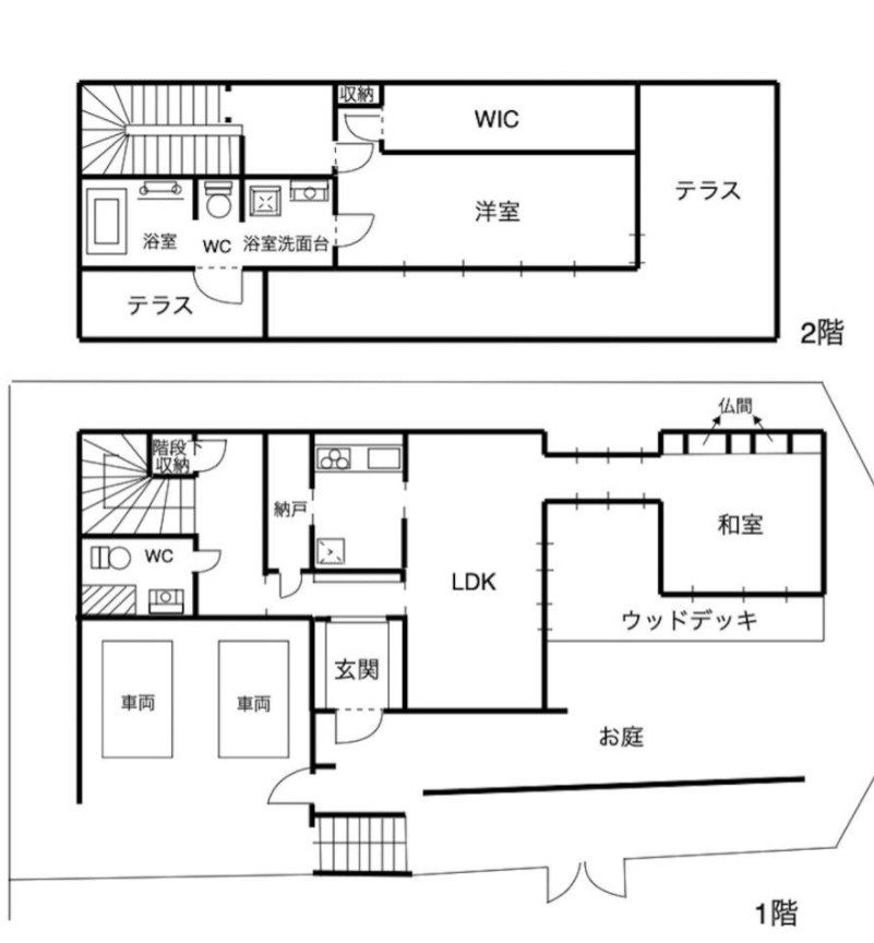 島尻郡南風原町字津嘉山の中古一戸建の間取り|２LDK＋WIC