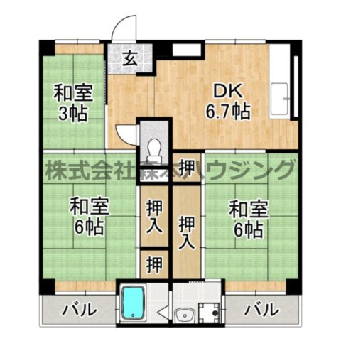 【間取り】 | 　ビレッジハウス倉治3号棟