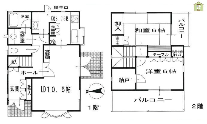 春日部市備後東6丁目　中古一戸建ての間取り