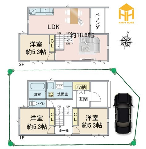 伊丹市緑ケ丘2丁目新築一戸建て│全3区画＋駐車1台可の間取り|※図面と現況が異なる場合は、現況を優先します。