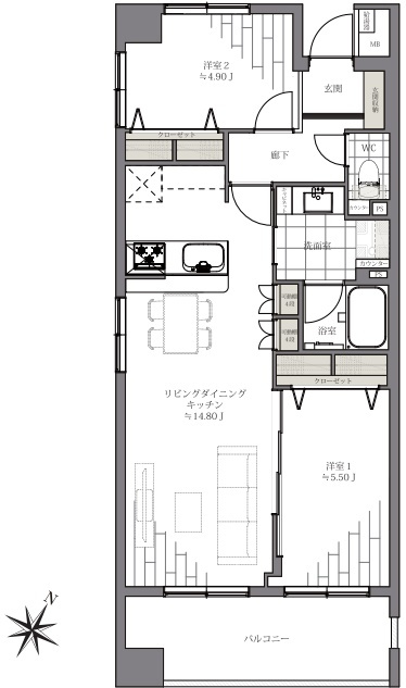 エフローレ日本橋の間取り