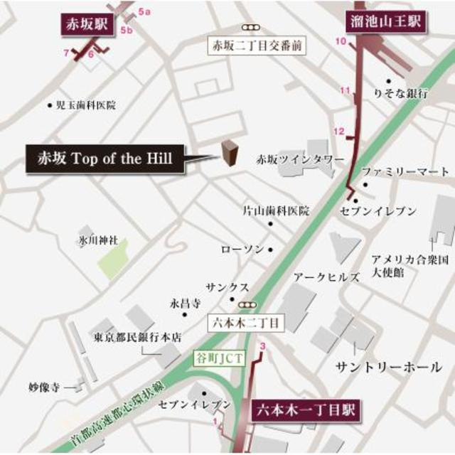 赤坂タワーレジデンスＴｏｐ　ｏｆ　ｔｈｅ　Ｈｉｌｌの地図
