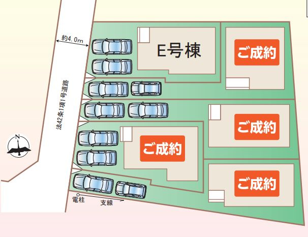 茅ヶ崎市東海岸南4丁目新築戸建て　E号棟の区画図|区画図「茅ヶ崎市東海岸南4丁目新築戸建て」