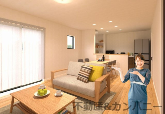LAVIE鴨川2502　松山市鴨川2丁目の新築戸建の居間・リビング|使いやすいリビングです