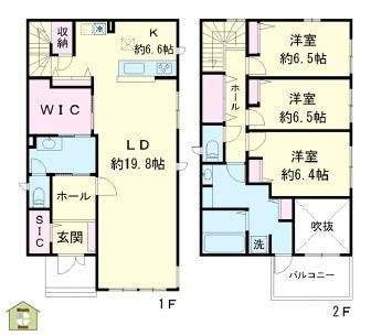 川口市安行出羽　中古一戸建ての間取り