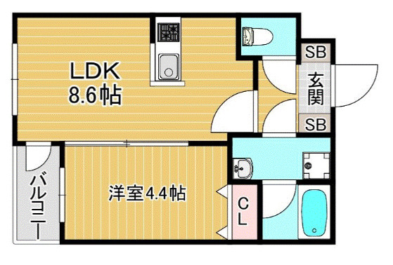 GlanZ　六ツ門【キャッシュバック対象物件】の間取り
