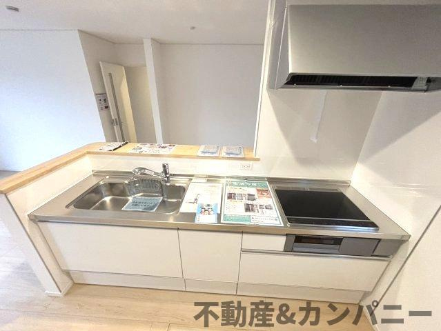 クレイドルガーデン北吉田第2－1号棟　松山市北吉田町の新築戸建のキッチン|コンパクトなキッチンで掃除もラクラク