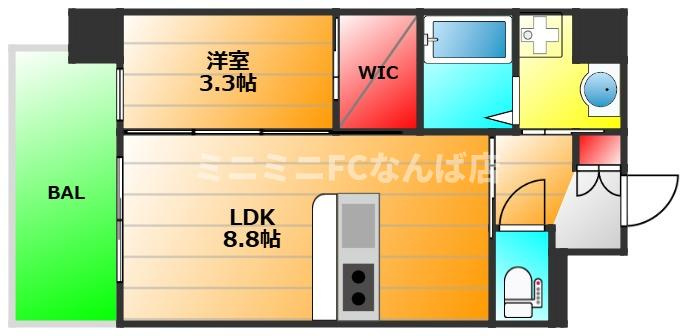 S-RESIDENCE難波西alterの間取り|現状有姿