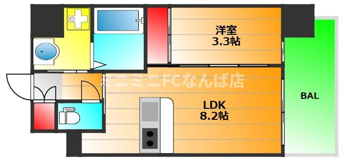 S-RESIDENCE難波西alterの間取り|現状有姿