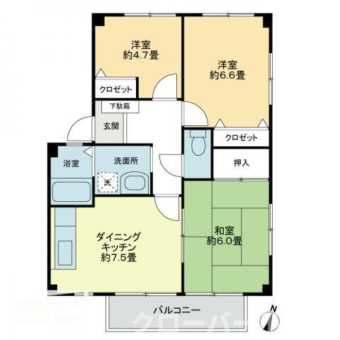 フォブールソレイユＢの間取り|間取図