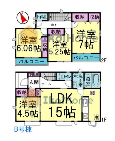 明石市二見町東二見1310-10　全6棟B号棟　新築戸建の間取り|【ホームページに現地動画掲載中】●年中無休：当日予約可●全居室南西向きの間取りで陽当り良好♪