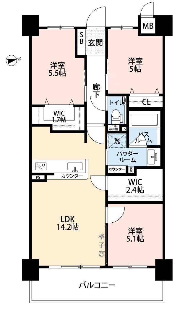 アルファスマート西福原けやき通りの居間・リビング|14.2帖のLDK！