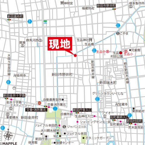 【中古】太田市新田市野井町　３LDK＋Sの地図