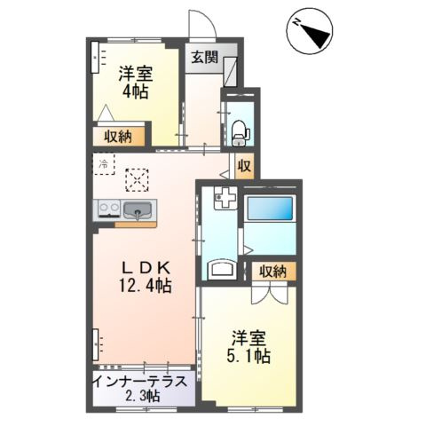 仮）スターテラスⅡ宇都宮市下栗新築アパートの間取り