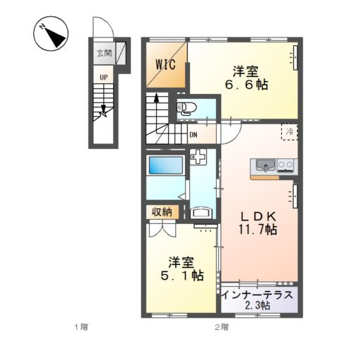 仮）スターテラスⅡ宇都宮市下栗新築アパートの間取り