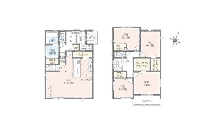 タマタウン細谷町　1号棟の間取り|１号棟　建物面積：114.27㎡（34.56坪）～4LDK～
