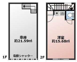 仮称　箕面テナント＆ガレージオフィスの間取り