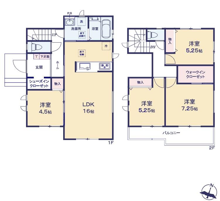 水戸市西原1丁目　新築戸建　A号棟の間取り