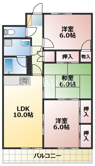 熊本市北区清水新地１丁目の賃貸マンションの間取り