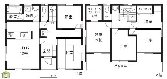 越谷市大間野町1丁目　中古一戸建ての間取り