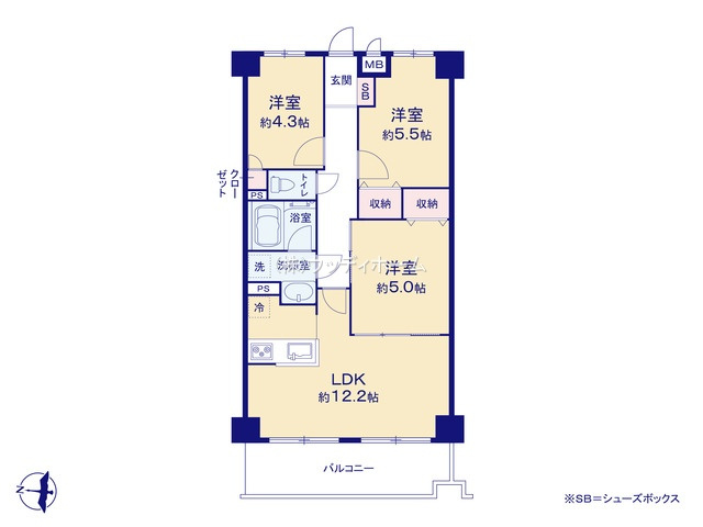 ワコーレ越谷　中古マンションの間取り