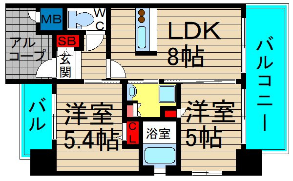 エステムプラザ難波WESTリバークロスの間取り