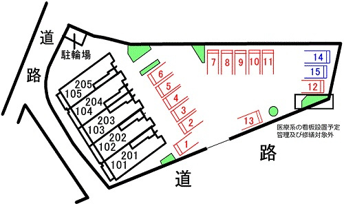 アンジュ・プロムナードの区画図|駐車場