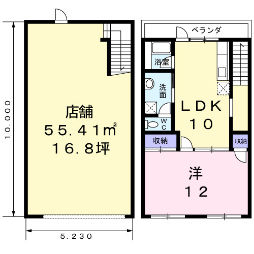 【間取り】 | 西取石６丁目住居付店舗