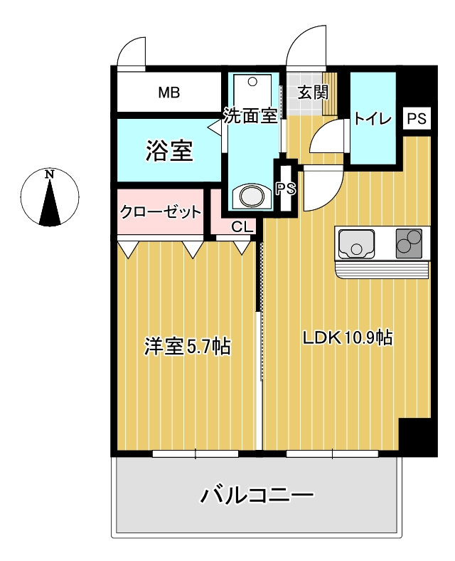 熊本市中央区世安１丁目の賃貸マンションの間取り