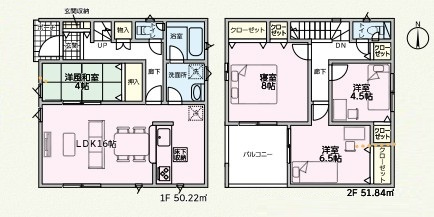 山電藤江駅徒歩9分　大久保町谷八木　全9棟　6号棟の間取り