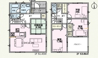 駐車スペース並列2台　大久保町谷八木　全9棟　9号棟の間取り