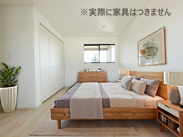 新築戸建・新築建売　矢吹町八幡町第24　善郷小・矢吹中の洋室|画像はバーチャルホームステージングの加工による演出で、実際の家具は付きません。