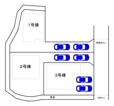 【区画図】 | 平尾　新築分譲住宅　全３区画 | 全棟駐車２台可能！愛車の置き場所に困らないですね♪セカンドカーや来客時にも安心ですね！
