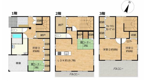 売中古戸建　中央区三方原町の間取り